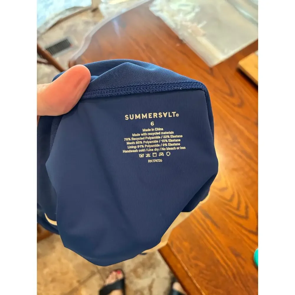 Summersalt The Mesh Driver Navy One Piece Swimsuit Women's Size 6